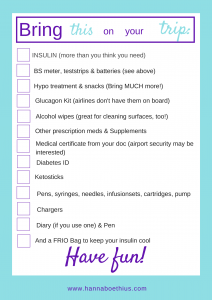 travel checklist diabetes